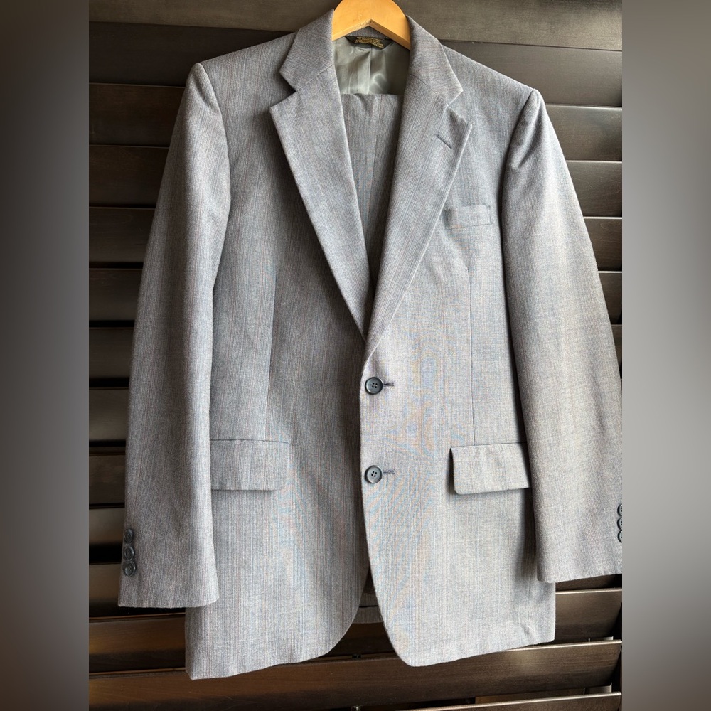 Hunter Haig Vintage  Blue Grey Stripe Suit Retro 40S 32x29
